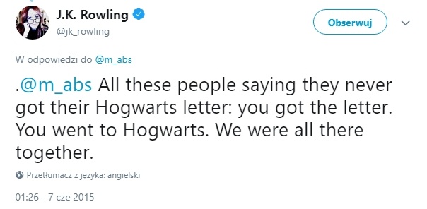 list z hogwartu - rowling